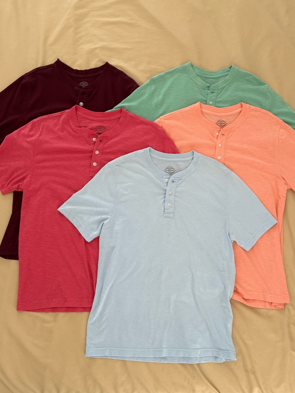 St. John's Bay Short Sleeve Henley Tees - Light Blue, Coral, Mint, Red, Burgundy
